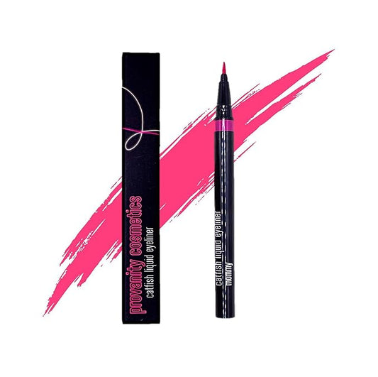 Catfish Liquid Eyeliner, Waterproof Liquid Eyeliner, Long Lasting Makeup with Fine Brush Tip Easy Apply Satin Finish, Smudge-Proof & Transfer-Proof - Mommy (Pink)