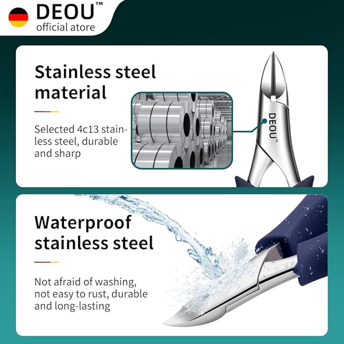 DEOU Professional Stainless Steel Podiatrist Nail Clippers, Heavy Duty Manicure Pliers for Thick Nails, Pedicure Toe Nail Clippers Tools for Men Women