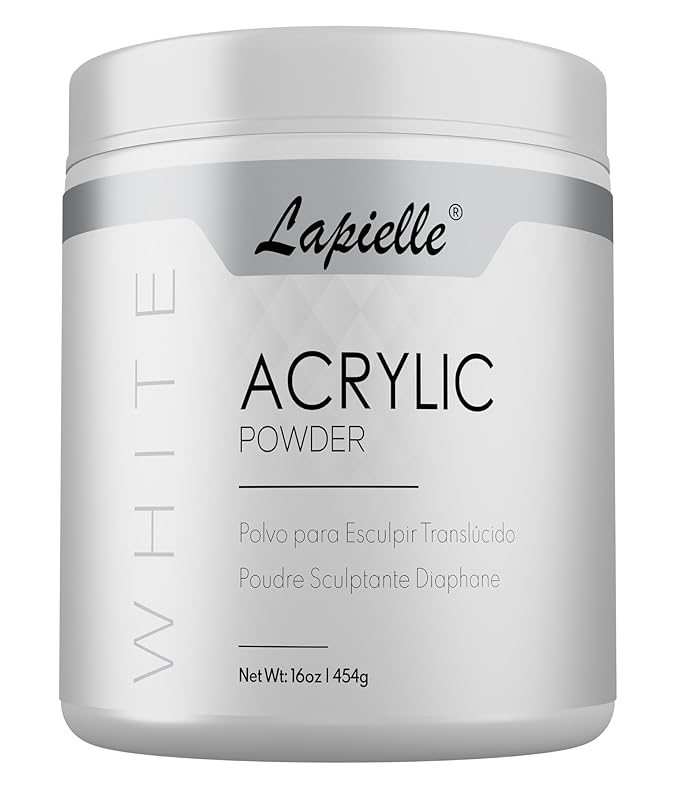 Professional Acrylic Powder for Nail Art. Long-lasting, Large capacity and quick dry. Quality Salon Manicure Nail extension CLEAR, PINK, & WHITE (16oz) (White)