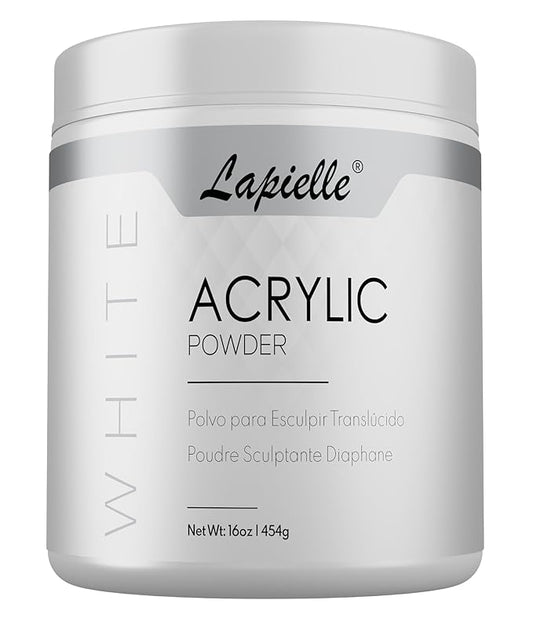 Professional Acrylic Powder for Nail Art. Long-lasting, Large capacity and quick dry. Quality Salon Manicure Nail extension CLEAR, PINK, & WHITE (16oz) (White)