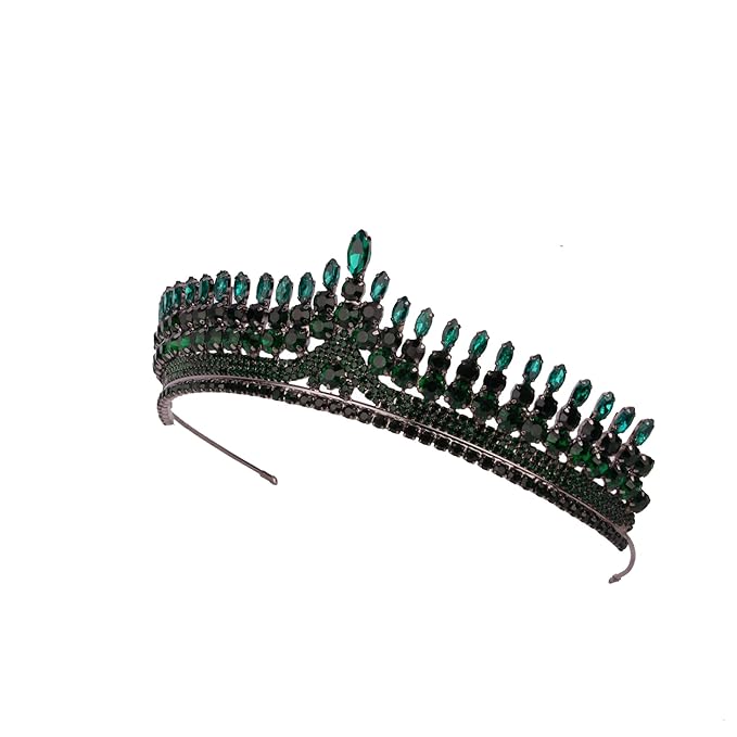 LIMELIA Women's Tiara for Henna Wedding Party|Glitter Hair Accessories for Bridal Birthday Pageant Prom Halloween Cos-play Christmas Party|Antares-Green