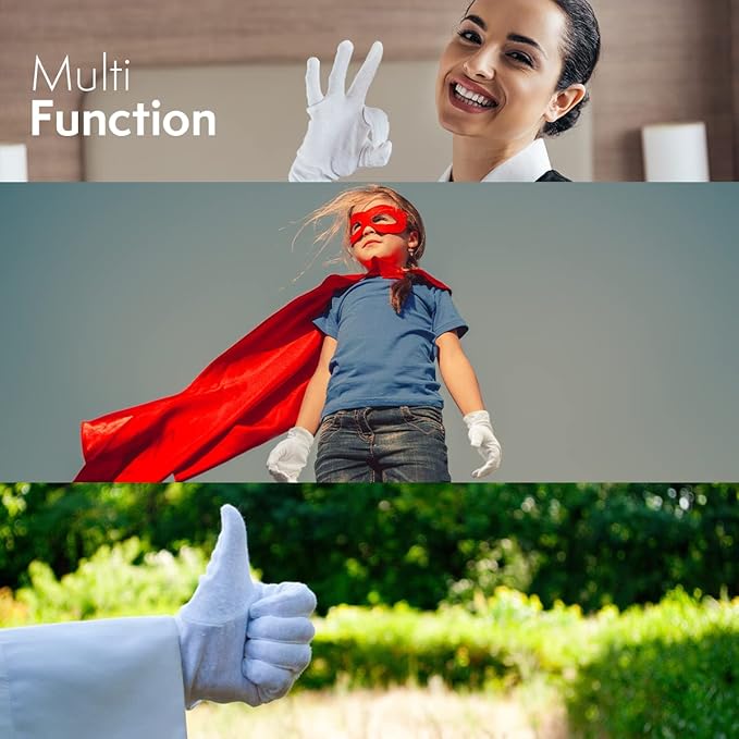 White Cotton Moisturizing Glove for Dry Hand Treatment, Nighttime Sleeping Gloves for Eczema, Dry Sensitive Irritated Skin, Hands SPA, Lightweight, Durable and Reusable, Mitten (M - 1 Pair)