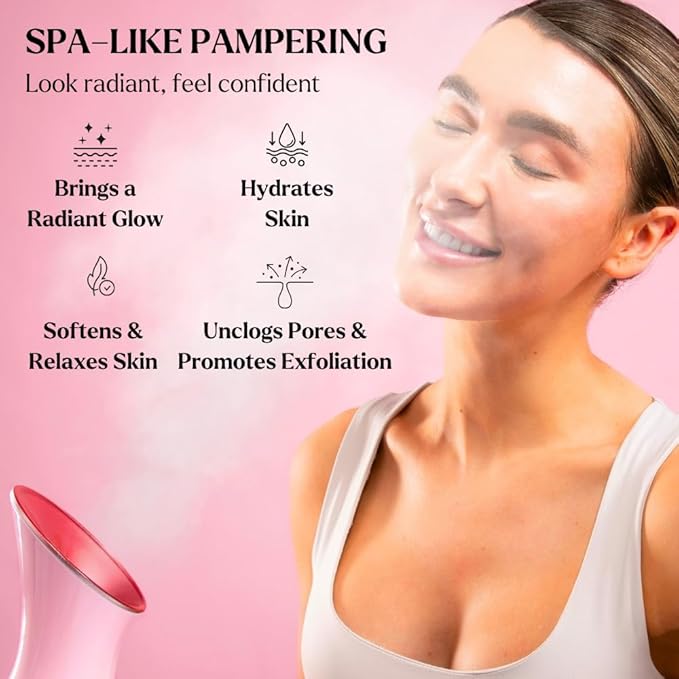Facial Steamer Spa Kit with Complimentary 6 Skin Care Tools | Face Steamer for Facial Deep Cleaning with Towel Warmer & Humidifier Mode| Self Care Spa Gifts for Women, Mothers Day Gifts for Mom