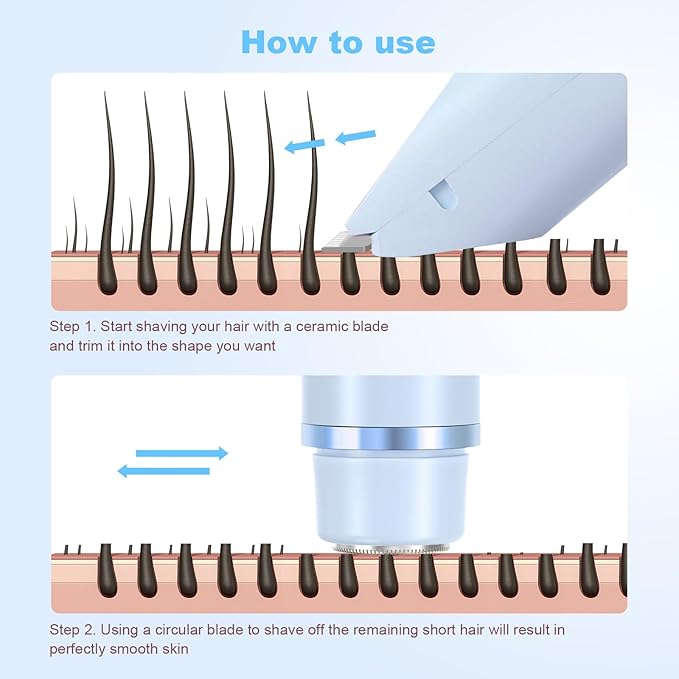 2025 New Glow Aura Bikini Shaver,Glowshave 2-in-1 Women's Body Shaver(Blue)