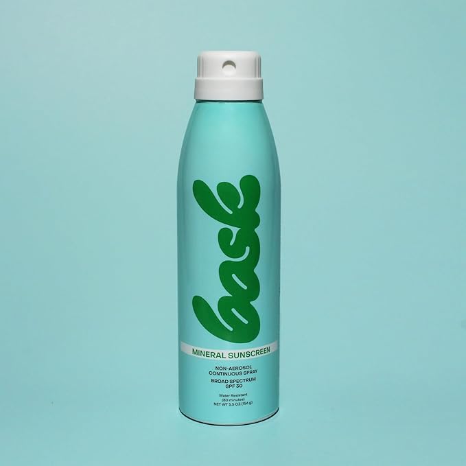 Bask Suncare SPF 30 Mineral Sunscreen Spray - Fragrance Free, Non-Aerosol, Broad Spectrum UVA/UVB Protection, Dermatologist Recommended, Lightweight & Fast-Absorbing, 5.5 oz