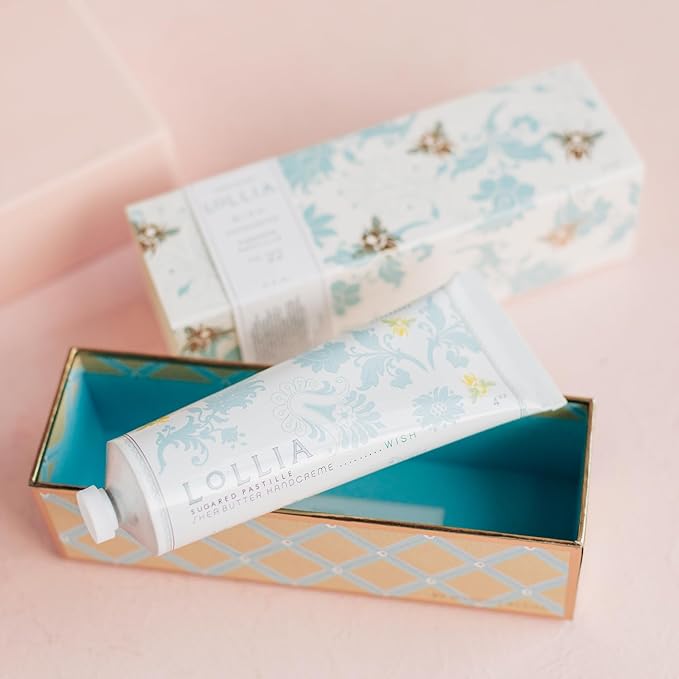 LOLLIA Handcreme, 4 oz Wish Scented Hand Cream for Women, Moisturizing Hand Lotion for Dry Hands, Shea Butter & Cocoa Butter, Quick Absorbing Lotion