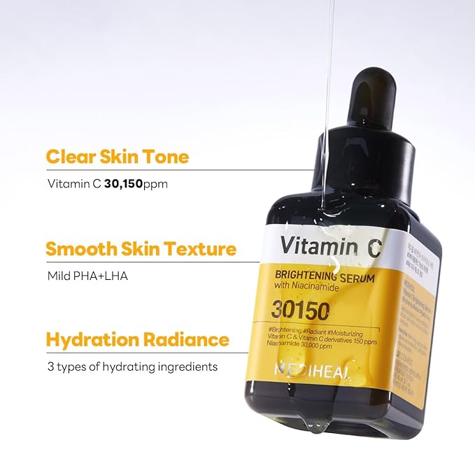 MEDIHEAL Vitamin C Brightening Serum (1.35 fl oz, 1 Pack) - Tone-Texture-Glow Care, Manage Skin with Vitamin C, Niacinamide, Hyaluronic Acid