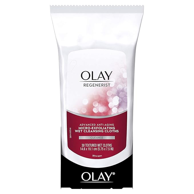 OLAY Regenerist Advanced Anti-Aging Micro-Exfoliating Cleansing Cloths 30 Each (Pack of 2)