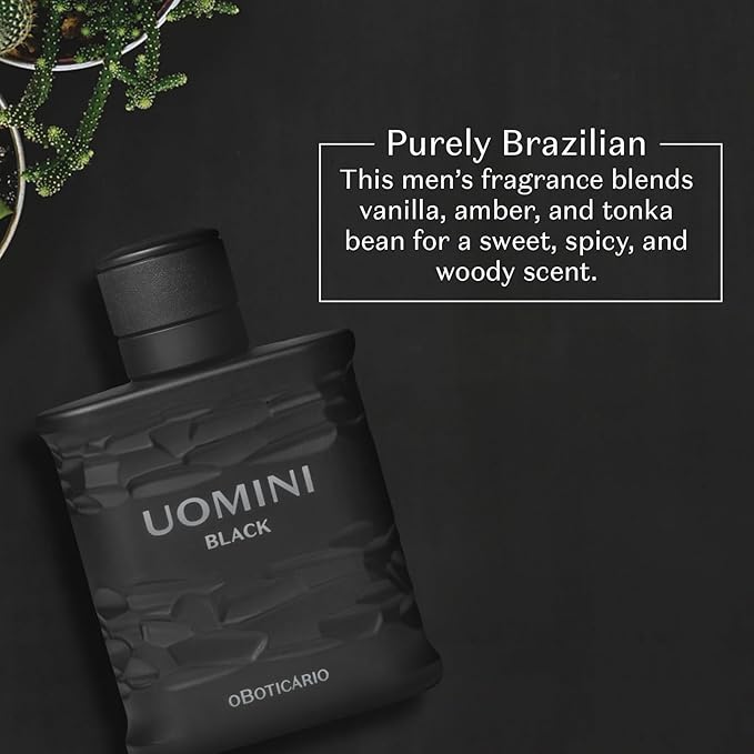 O BOTICARIO UOMINI BLACK Cologne for Men, Long Lasting Premium Cologne for Men, 100ml