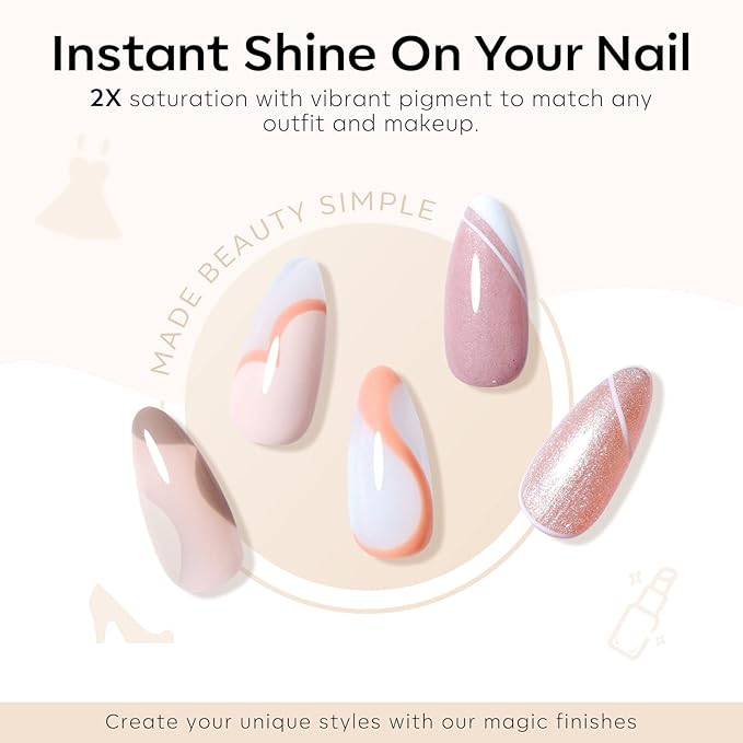 modelones Gel Nail Polish Set, 6 Colors Neutral Nude Gel Polish Skin Tone Cashmere Pink Glitter Nail Polish Bubble Bath Collection Starter Kit Soak Off All Season Soapnails Manicure DIY Salon Gift