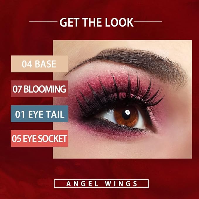 Xaena Carved Flower Pattern Eyeshadow Palette Colorful Eye Makeup in 9 Shades of Eyeshadow and Blush with Eyeshadow Brush and Makeup Mirror - Embossed Makeup Palette for Creative Looks