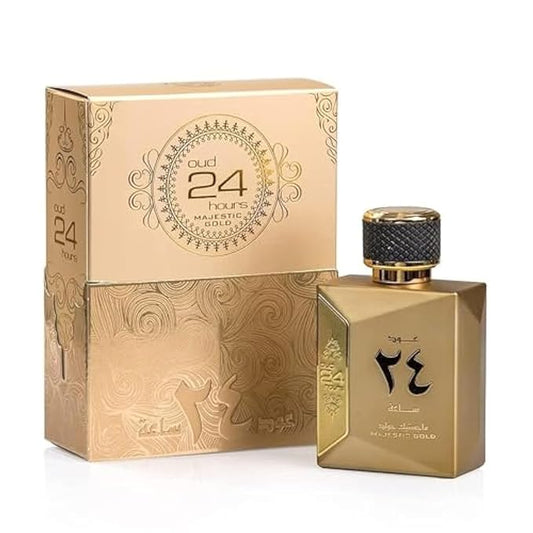 Ard Al Zaafaran 24 Hours Majestic Gold Oud Eau de Parfum Spray for Unisex, 3.4 Ounce