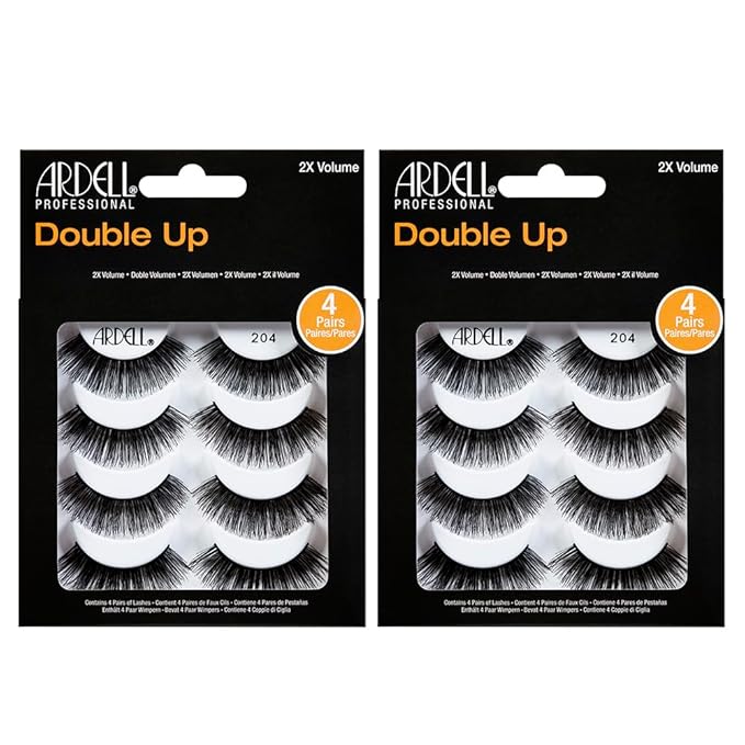 Ardell False Eyelashes Double Up 204 - Dramatic, Full-Volume, Wispy Strip Lashes, 2 Pack