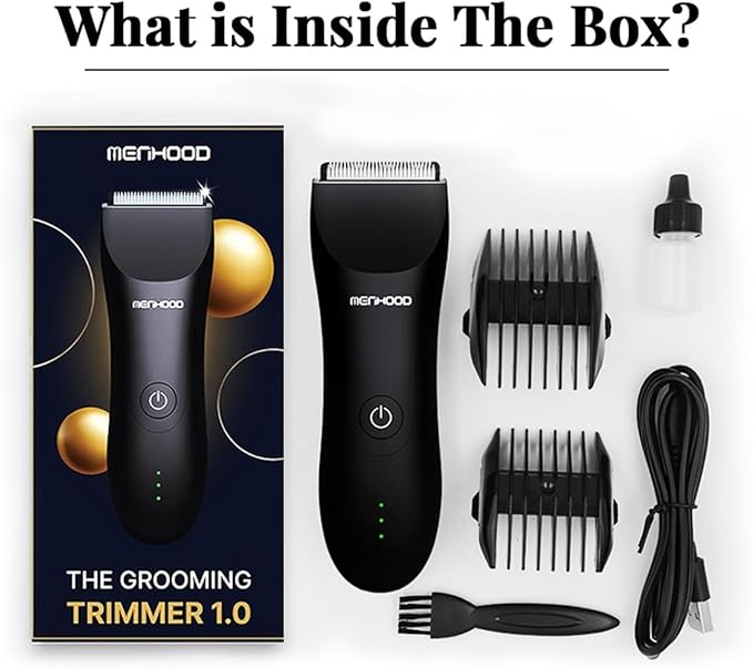 Grooming Trimmer 1.0 – Groin & Body Shaver for Men with Skin-Friendly Ceramic Blade & IPX6 Water Protection – Snag-Free Ball Shaver with 150-Minute Run Time