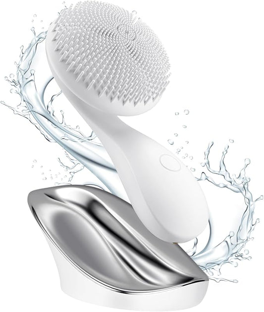 2 in 1 Facial Cleansing Brush,Rotating Magnetic Beads & Massage Cleaning Silicone Face Scrubber，Waterproof and Rechargeable Face Scrub Brush