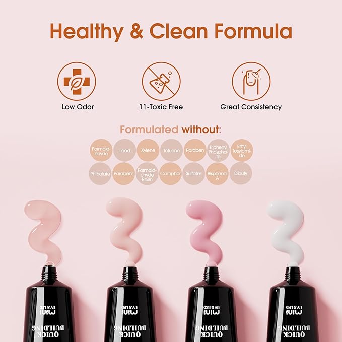 ROSALIND Poly Nail Gel Kit - 14 Colors With 72 Nail Art Accessories, Clear Nude Starter Kit, Mini UV Lamp, Slip Solution for Beginners