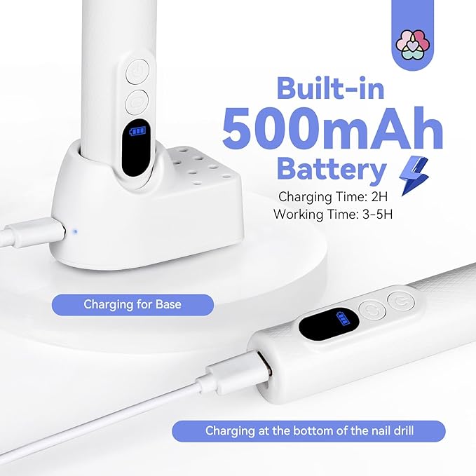 SAVILAND Electric Nail File: 2024 Flawless White Nail Drill PRO&Portable with12 Basic Nail Drill Bits| Nail Art Faster Removal，Light Weight &Friendy Nail Supplies&Exquisite Lover Gifts