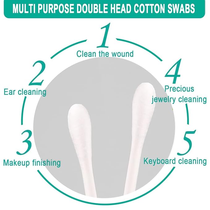 500 Pack Cotton Swabs, Individually Wrapped Cotton Swab, Individually Wrapped Double Tipped Paper Sticks for Ear, Make-up(Double Round End)