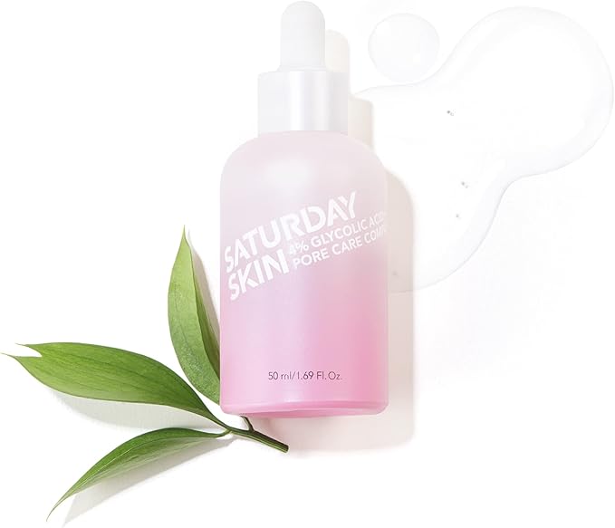 Saturday Skin Pore Serum Active Treatment for Face 4% Glycolic Acid Pore Care Complex Help Refine Skin’s Texture Reduce Pores Sebum Control AHA Acne Pimple Pore Essence Anti-Aging(1.69 Fl. Oz. 50ml)