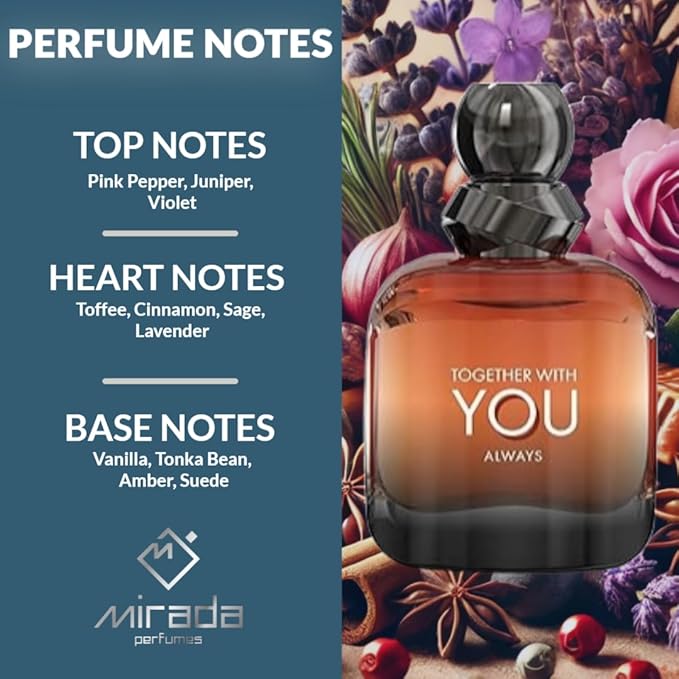 Together With You Always, Men's Eau de Parfum (EDP) 3.4 FL. Oz (100ml), Men’s Perfume with Notes of Pink Pepper, Juniper, Violet, Toffee, Cinnamon, Sage, Lavender, Vanilla, Tonka Bean