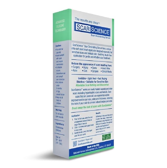 Brush On Medical Grade Silicone Scar Gel XL Wand for Body and Facial Scars, Hypoallergenic Silicone Scar Gel for Surgical Scars and Post-Cosmetic Procedures, 18 mL