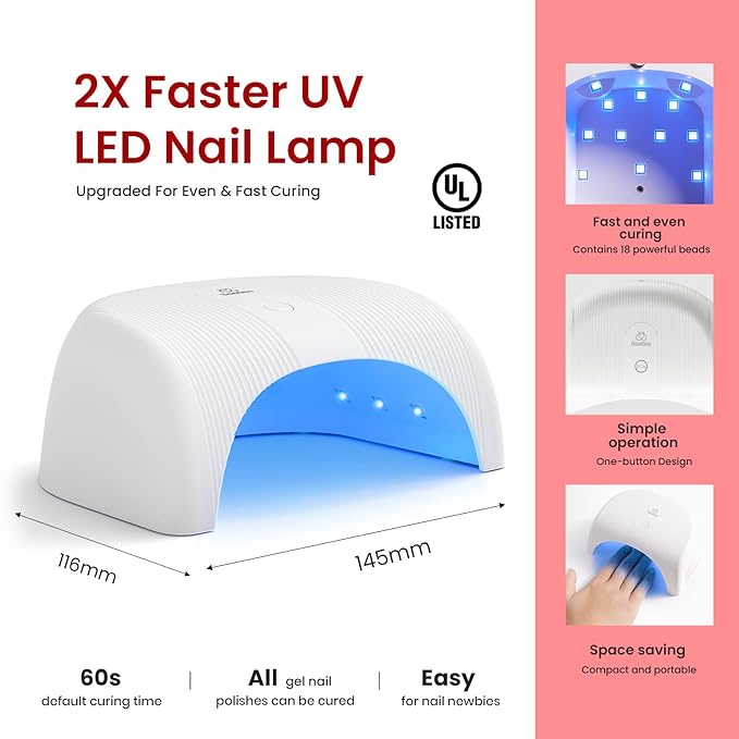 Beetles Gel Nail Polish Kit with Uv Light 53 Pcs Christmas Gift for Women 32 Colors Red Blue Glitter Gel Polish Set Base Top Coat Cuticle Oil and Builder Blooming Gel