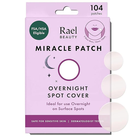 Rael Pimple Patches - Miracle Overnight Spot Cover, Thicker & Extra Adhesion, Hydrocolloid Acne Treatment for Face, Zits & Blemishes, Korean Skin Care, Vegan & Cruelty-Free, 3 Sizes (104 Count)