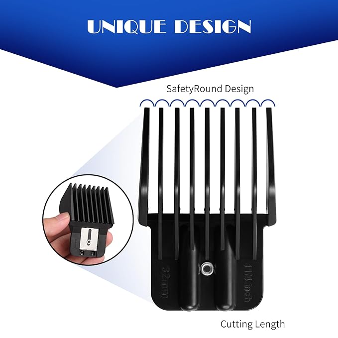 8 Pcs Trimmer Guards Fits for BaBylissPRO Barberology FX787 & FX726 Trimmer, Replacement Guards Set with Metal Spring Clip - From 1/32-5/4 inch