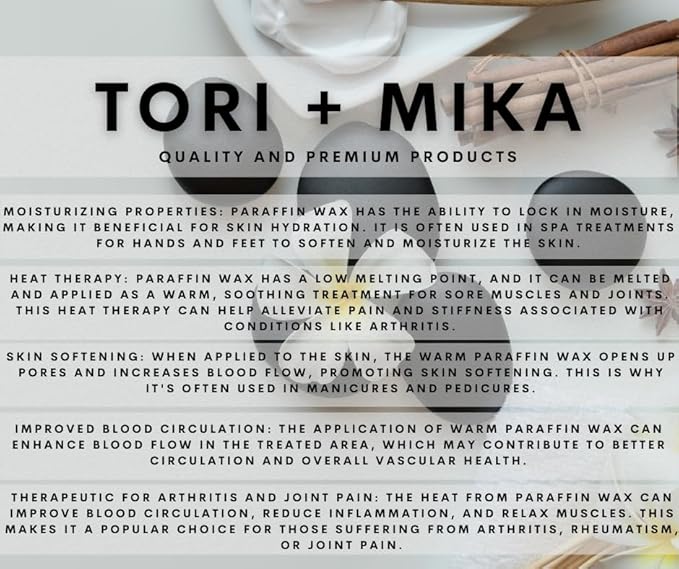 Tori Mika Paraffin Wax Refills, 6 lbs Scented Paraffin Wax Blocks for Paraffin Bath, Paraffin Wax Machine Refills for Hand Feet Dry Skin, Help Stiff Muscles and Pain (Peach, 6 lbs)