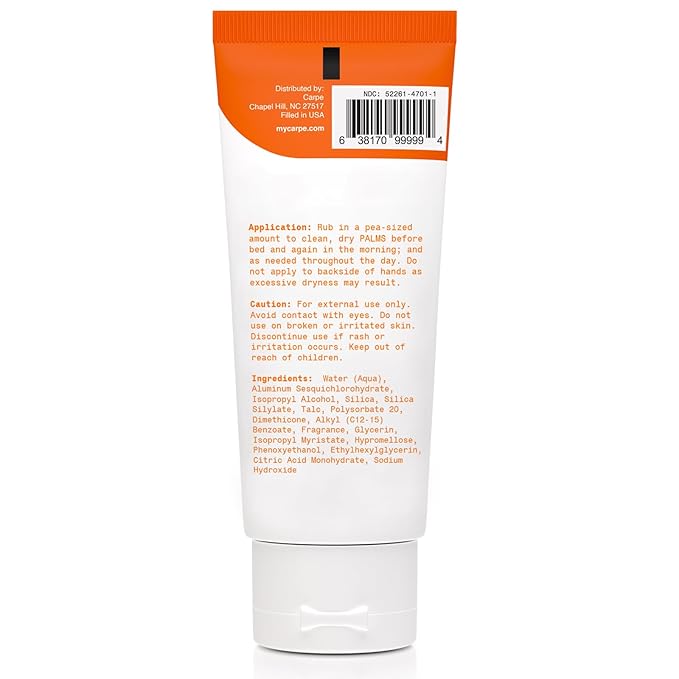 Carpe Sweat Absorbing Hand Lotion (Pack of 2) A dermatologist-recommended smooth lotion that helps stop hand sweat, great for hyperhidrosis or excessive sweat (Warm Vanilla)