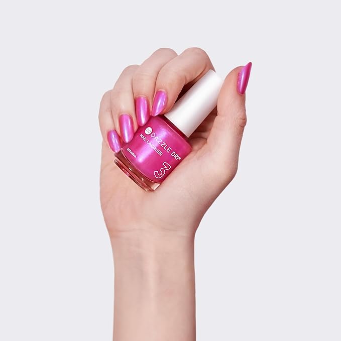 Dazzle Dry Nail Lacquer (Step 3) - Beloved - A bright hot pink shimmer with a subtle blue flash effect. Semi-sheer shimmer. (0.5 fl oz)