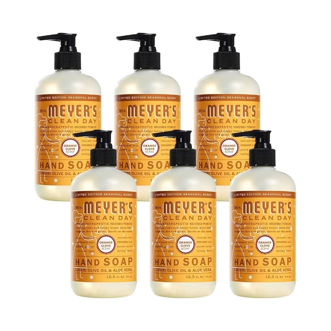 Mrs. Meyers Clean Day Liquid Hand Soap Orange Clove, 12.5 Ounce (Pack of 6)