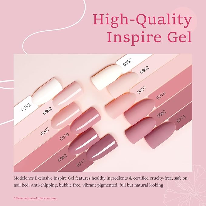 modelones Gel Nail Polish Set - 6 Colors Nude Pink Milky White Gel Polish Set Light Neutral Pink Nail Polish Barely Pink Soak Off LED Starter Kit Popular Nail Art DIY Manicure Gifts