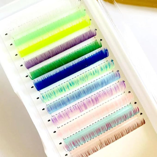 Sunniess 12 Rows Colored Lash Extensions Ombre Colored Lashes Mix Color Single Classic Eyelash 15mm 0.07mm D curl Eyelash Extensions for Professional