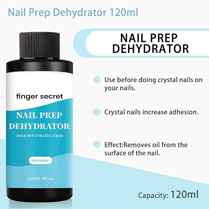 120ml/4floz Nail Prep Dehydrator for Gel Polish, Fast Dry Nail Primer, NaiL Dehydrator for Nail Art Design in Salon or Home Use