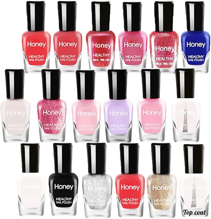 Non Toxic Nail Polish Set, Easy Peel Off and Fast Dry Nail Polish Set for Pack, Eco Friendly & Organic Water Based Nail Polish for Women,Teens (18 Bottles)