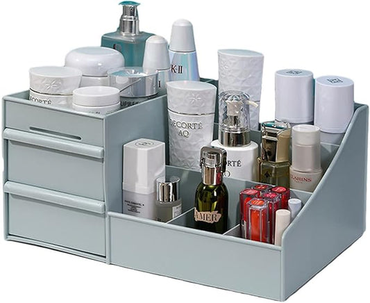 skin care organizer,Makeup Desk Organizer With Drawers,Countertop Organizer for Cosmetics,Vanity brush with Holder for Lipstick, Brushes, Eyeshadow, and Desktop Finishing Dresser