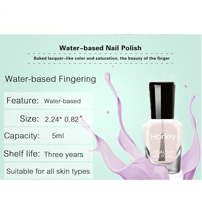 Non Toxic Nail Polish Set, Easy Peel Off and Fast Dry NailPolish Set for Pack, Eco Friendly & Organic Water Based Nail Polish for Women,Teens