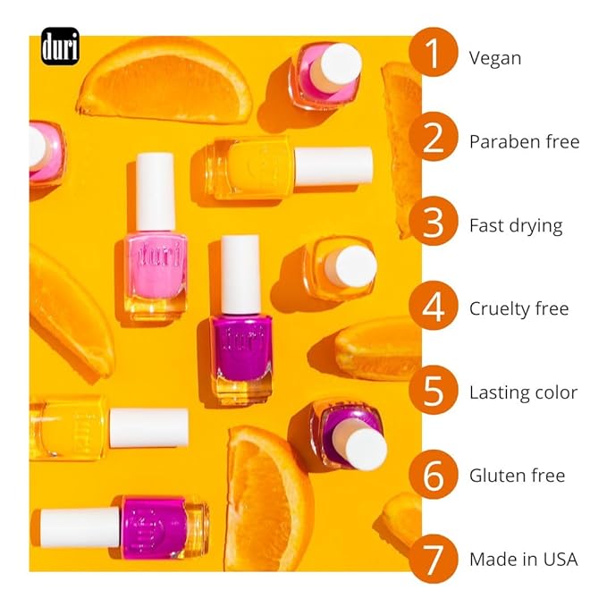 duri Nail Polish, 735 Leo, Pink Shimmer, Glossy Finish, Semi-Sheer Coverage, Quick Drying, Lasting, 0.45 Fl Oz