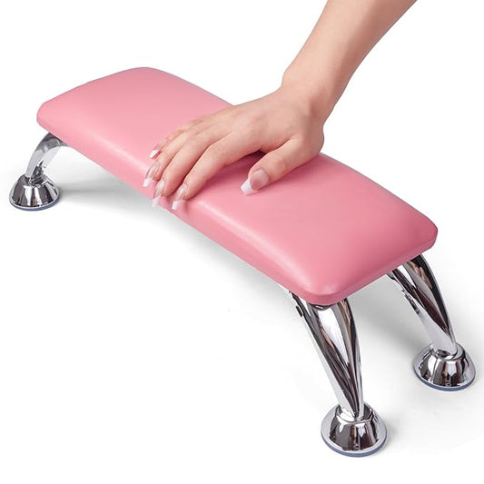 Arm Rest for Nails Tech, Easy Clean Nail Arm Rest, Comfortable, Supportive Hand Rest for Manicures and Pedicures, Salon-Quality Armrest with PU Leather for Nail Art (Tulip Pink)