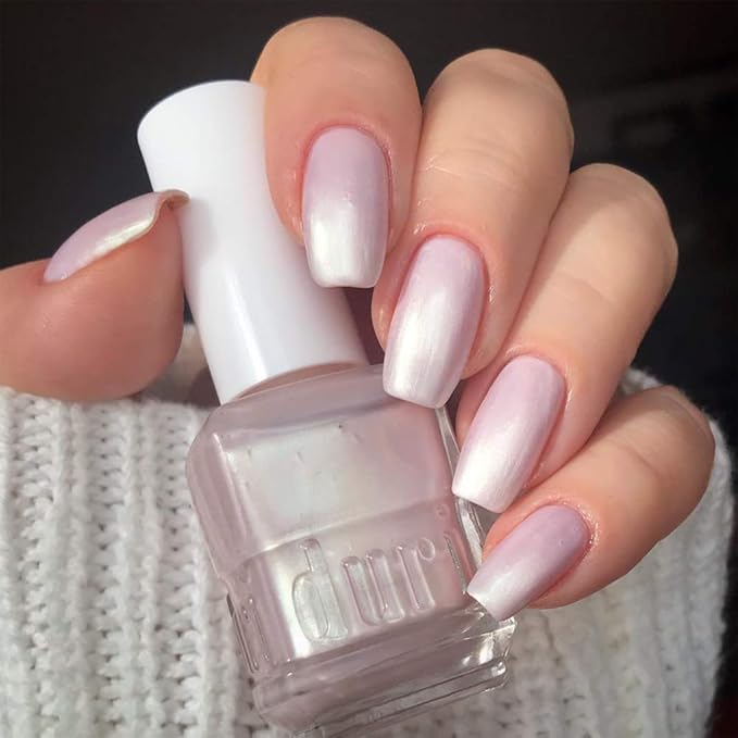 duri Nail Polish, 752 Aha Moment, Pearl White Shimmer, Semi Sheer, Fashion Classic, Wedding Design, Full Coverage, Fast Drying, Long Lasting, Easy to Apply, 0.45 Fl Oz