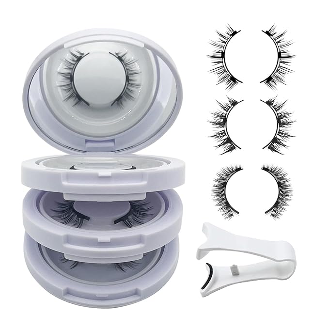 Ginani Magnetic Lashes,Ginani Magnetic Lashes Kit,Magnet Eyelashes with Applicator Natural Look,Reusable No Glue Needed Soft Eyelashes Kit for Women(Natural+Fuller+Simple)
