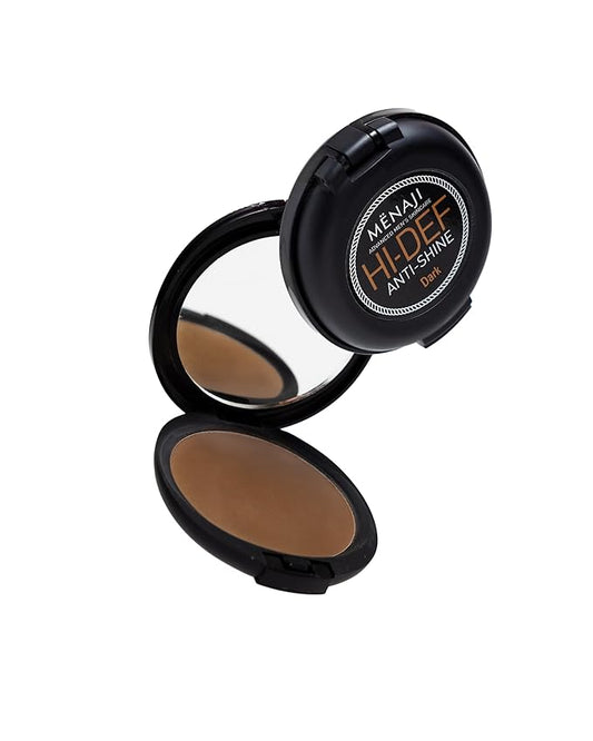 MËNAJI Anti-Shine Powder (HDPV) - Anti-Shine Face Make-Up for Men - Natural Looking Makeup - Mens Cosmetics - Dark