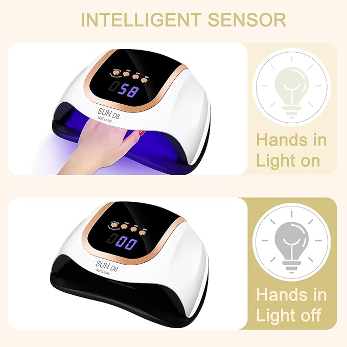 Wisdompark 268W UV LED Nail Lamp, Nail Dryer for Gel Polish, 4 Timers Curing Lamp Professional Nail Light, 66Pcs Uv Beads and Automatic Sensor
