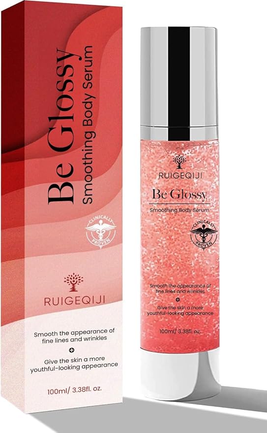 Be Glossy Smoothing Body Serum for Wrinkles - Infused with Hyaluronic Acid, Vitamin E, Glycerin and Shea Butter - Hydrating Nourishing Repairing for Silky Smooth Skin 60ML/2 Fl Oz