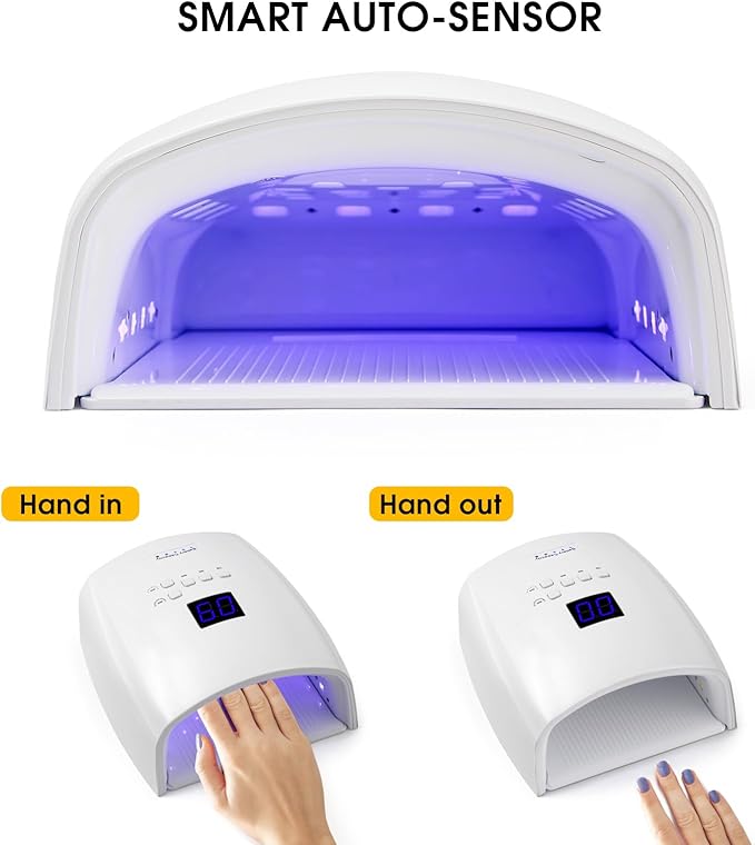 48W Rechargeable UV LED Nail Lamp Faster Wireless Nail Dryer Gel Polish UV Nail Light with 4 Timer Settings, Professional Quick Dry Curing Lamp with Display Auto Sensor for Salon & Home