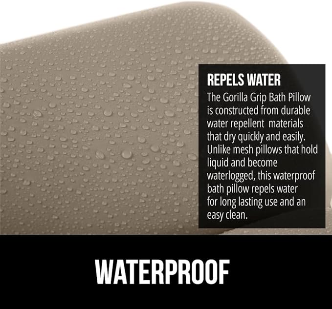 GORILLA GRIP Bath Pillow for Tub, Improved Suction Cups, Luxury Bathtub Pillows, Headrest for Neck and Back Support, Relaxing Home Spa, Hot Tubs and Bathroom Essentials, Gifts for Women, 2 Panel Beige