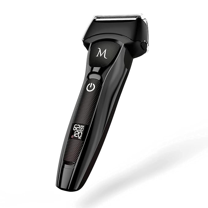 Multifunction Men’s Grooming Kit - Foil Shaver 4-Attachment Body Hair, Nose, Beard Trimmer with Adjustable Guard Heights - Rechargeable with LED Display Blizz GS5 (Black)