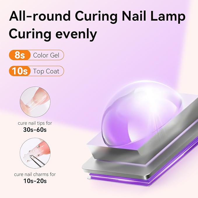 Makartt Handheld UV Nail Lamp with Painless Mode: Portable LED UV Light for Gel Nails Nail Dryer for Fast Curing Gel Polish Nail Glue Rechargeable USB Nail Light with LCD 3 Timer for Home Salon Use