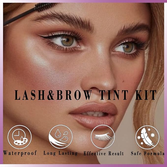 2-In-1 Black Lash and Brow Color Kit, Waterproof Lasting for 6 Weeks, Gentle & Safe Coloring for Salon and Home Use
